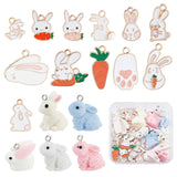 DIY Pendant Jewelry Making Finding Kit, Including Rabbit & Carrot Alloy Enamel & Resin Pendants, with ABS Plastic Imitation Pearl, Mixed Color, 34Pcs/box