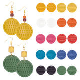 18pcs 9 colors Opaque Resin Imitation Woven Rattern Pendants, Flat Round Charm, Mixed Color, 38x5mm, Hole: 1.2mm, 2pcs/color