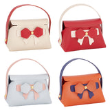 4 Sets 4 Colors Foldable Imitation Leather Wedding Bowknot Candy Bags, with Alloy Findings, Mixed Color, 13x12x7cm, 1 set/color