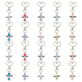 Glass Pearl Keychain, with Heart Shape Zinc Alloy Swivel Lobster Clasps & Tibetan Style Alloy Beads, Angel, Mixed Color, 6.1cm, 10pcs/set, 2sets/box