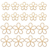 20Pcs 2 Style Brass Filigree Joiners, Hollow, 5-Petal Flower, Raw(Unplated), 22~31x23~32x1mm, Hole: 1.4mm, 10pcs/style
