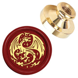 Golden Tone Wax Seal Brass Stamp Head, for Wax Seal Stamp, Dragon, 25x14.5mm