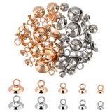 60Pcs 10 Style 201 Stainless Steel Bead Cap Pendant Bails, for Globe Glass Bubble Cover Pendants, Rose Gold & Stainless Steel Color, 5~7x4~10mm, Hole: 2.5~3mm, 6Pcs/style