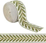 Polyester Ribbons, Jacquard Ribbon, Tyrolean Ribbon, Garment Accessories, Leaf Pattern, Lime Green, 2-3/8 inch(60mm), about 10.94 Yards(10m)/Set