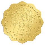 Self Adhesive Gold Foil Embossed Stickers, Medal Decoration Sticker, Flower Pattern, 5x5cm