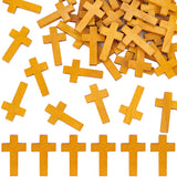 80Pcs Maple Wood Pendants, Dyed, Religion Cross Charms, Chocolate, 42x24.5x4mm, Hole: 2mm