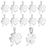 12Pcs 304 Stainless Steel Pendants, Laser Cut, Clover, Stainless Steel Color, 25.5x20.5x1.5mm, Hole: 4x10mm