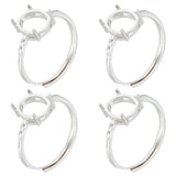 4Pcs Adjustable Brass Pad Ring Settings, Prong Ring Settings, Oval, Platinum, Inner Diameter: 17.6mm, Tray: 7.5x6mm