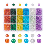 Spray Painted Crackle Glass Beads, Round, Mixed Color, 4mm, Hole: 1.1~1.3mm, 6mm, Hole: 1.3~1.6mm, 8mm, Hole: 1.3~1.6mm