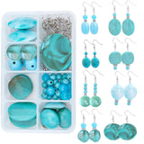 DIY Imitation Gemstone Style Earring Making Kits, include Acrylic & Synthetical Turquoise & Alloy Beads, Brass Earring Hooks, Antique Silver & Platinum