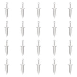 20Pcs 304 Stainless Steel Pendants, Sword Charm, Stainless Steel Color, 21x6.5x2mm, Hole: 1mm