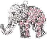 2Pcs Tibetan Style Alloy Rhinestone Big Pendants, Elephant, Antique Silver, Rose, 43x51x5.5mm, Hole: 3.5mm