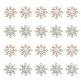 20Pcs 2 Colors Alloy Cabochons, with Rhinestone, Snowflake, Mixed Color, 23.5~24x6mm, 10pcs/color