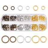 285Pcs 12 Styles Brass Jump Rings, Round Ring, Mixed Color, 6~12x1~1.2mm, 16 Gauge~18 Gauge, Inner Diameter: 3.8~9.3mm, 285pcs/box