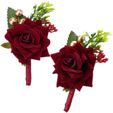 daSilk 2Pcs Rose Flower Silk Brooch with Plastic, Imitation Flower Brooch for Wedding, Party Decorations, Dark Red, 109x78x45mm, Pin: 0.7mm