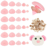 140 Sets 5 Style Plastic Flocking Craft Safety Noses, with Spacer, For DIY Doll Toys Accessories, Pink, 9.5~16.5x7~22mm