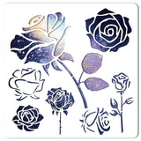 Plastic Drawing Painting Stencils Templates, Square, Rose Pattern, 30x30cm