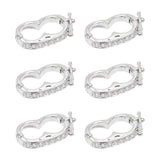 6Pcs Brass Peanut Enhancer Clasps, Twister Clasps, with Crystal Rhinestones, for Purse Making, Platinum, 19x10x3.5mm, Inner Diameter: 12.5x6.5mm