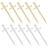 16Pcs 2 Colors 201 Stainless Steel Pendants, Sword Charm, Golden & Stainless Steel Color, 45x13.5x2mm, Hole: 1.8mm, 8pcs/color