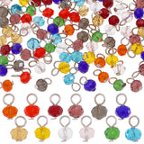 120Pcs 12 Colors Glass Charms, Faceted Rondelle, with Iron Loops, Platinum, 12x8mm, Hole: 3.6mm, 10Pcs/color