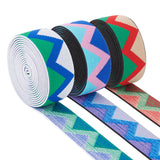 6 Yards 3 Colors Nylon Jacquard Elastic Bands, Flat with Wave Pattern, Mixed Color, 1 inch(25mm), 2 yards/color