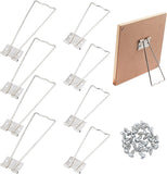 Iron Photo Frame Bracket, with Screw, Stainless Steel Color, 102~152x46~49.5x4.5~5mm, Screw: 8x5mm, Pin: 3mm, 12set/bag