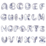 52Pcs 26 Style Alloy Crystal Rhinestone Slide Charms, Platinum, Initial Letter, Letter A~Z, 11~12x5~12x4.5~5mm, Hole: 8~8.5x1.5mm, 2pcs/style