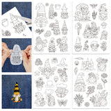 4 Sheets 11.6x8.2 Inch Stick and Stitch Embroidery Patterns, Non-woven Fabrics Water Soluble Embroidery Stabilizers, Gnome, 297x210mmm