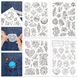 4 Sheets 11.6x8.2 Inch Stick and Stitch Embroidery Patterns, Non-woven Fabrics Water Soluble Embroidery Stabilizers, Flower, 297x210mmm