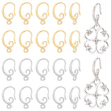 20 Pairs 2 Colors Brass Earring Hooks, with Horizontal Loops, Long-Lasting Plated, Real Gold Plated & Real Platinum Plated, 15x10x2mm, Hole: 1mm, 18 Gauge, Pin: 1mm, 10 pairs/color