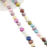 2 Strands Natural Cultured Freshwater Pearl Beads Strands, Dyed, Two Sides Polished, Mixed Color, 7~8x7~10x4~6mm, Hole: 0.8mm, about 44~45pcs/strand, 13.4 inch