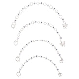 4Pcs 4 Style Acrylic Beaded Knitting Row Counter Chains with Alloy Sheep Charm, Brass Linking Ring Locking Stitch Marker, White, 18.4~23.5cm, 1pc/style