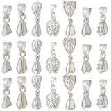 35Pcs 7 Styles Rack Plating Brass Ice Pick Pinch Bails, Long-Lasting Plated, Platinum, 9~18.5x3~8x3~5mm, Hole: 3.5~8x3~9mm, Pin: 1mm, 5Pcs/style