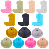 14Pcs 14 Style Silicone Beads, DIY Nursing Necklaces and Bracelets Making, Chewing Pendants For Teethers, Hat & Boot, Mixed Color, 26x12mm, Hole: 2.5mm, 1pc/style