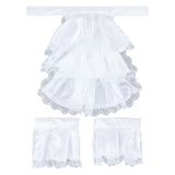 Lace Cloth Oversleeves, False Puff Sleeves, White, 275x105x1mm & 255x180x2mm