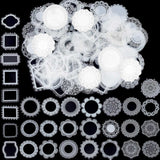 5 Sets 5 Styles PET Waterproof Hollow Lace Decorative Stickers, Self Adhesive Decals for DIY Scrapbooking, Photo Album, Geometric & Round & Flower, Mixed Patterns, 50~65x0.1mm, 1 set/style