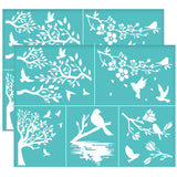 Self-Adhesive Silk Screen Printing Stencil, for Painting on Wood, DIY Decoration T-Shirt Fabric, Turquoise, Bird, 280x220mm