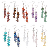 10 Pairs 10 Style Natural & Synthetic Mixed Gemstone Chips Beaded Dangle Earrings for Women, 59~61mm, Pin: 0.7mm, 1 Pair/style