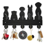 Wood & Iron Wall Mounted Hook Hangers, Decorative Organizer Rack, with 2Pcs Screws, 5 Hooks for Bag Clothes Key Scarf Hanging Holder, Dog, 200x300x7mm.