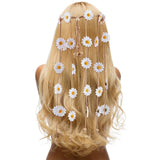 Cloth Sunflower Hippie Headband Floral Crown, Wedding Party Beach Bridal Decorative Hair Accessories, White, 652mm, Inner Diameter: 150~170mm