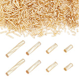 1600Pcs 4 Size Glass Twisted Bugle Beads, Metallic Colour, Gold, 5~12x2mm, Hole: 0.5mm, 400Pcs/size