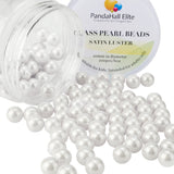 10mm About 100Pcs White Glass Pearl Round Beads Assortment Lot for Jewelry Making Round Box Kit, Floral White, 10mm, Hole: 1.2~1.5mm, about 100pcs/box