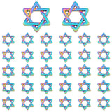 Alloy Beads, Star of David, Rainbow Color, 15x13x2.5mm, Hole: 0.9mm, 30pcs/box