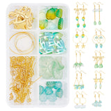 DIY Dangle Earring Making Kits, Including Glass Beads & Charms, Brass Cable Chains & Linking Rings & Pendant & Earring Hooks & Jump & Pins, Alloy Pendants, Golden, 19mm, Hole: 1.5mm, 20pcs/box