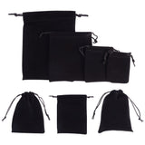 Rectangle Velvet Pouches, Drawable Pouches, Gift Bags, Black, 7x5cm