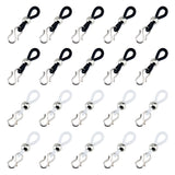 20Pcs 2 Color Silicone Plastics Zipper Holder Upper for Jeans and Buttons, Keep Zipper Up On Pants with 304 Stainless Steel S-Hook Clasps, Black & White, 32mm, 10 Pair/color