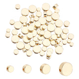 80Pcs 4 Style Rack Plating Brass Spacer Beads, Flat Round, Real 14K Gold Plated, 20pcs/style