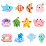 120Pcs 12 Styles Ocean Theme Opaque Resin Cabochons, Starfish & Turtle & Crab, Mixed Shapes, Mixed Color, 10~17x10~16.5x5.5~7mm, 10pcs/style