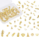 Alloy Cabochons, Epoxy Resin Supplies Filling Accessories, for Resin Jewelry Making, Mixed Shapes, Golden, 120pcs/box