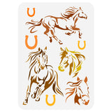 Plastic Drawing Painting Stencils Templates, for Painting on Scrapbook Fabric Tiles Floor Furniture Wood, Rectangle, Horse, 29.7x21cm